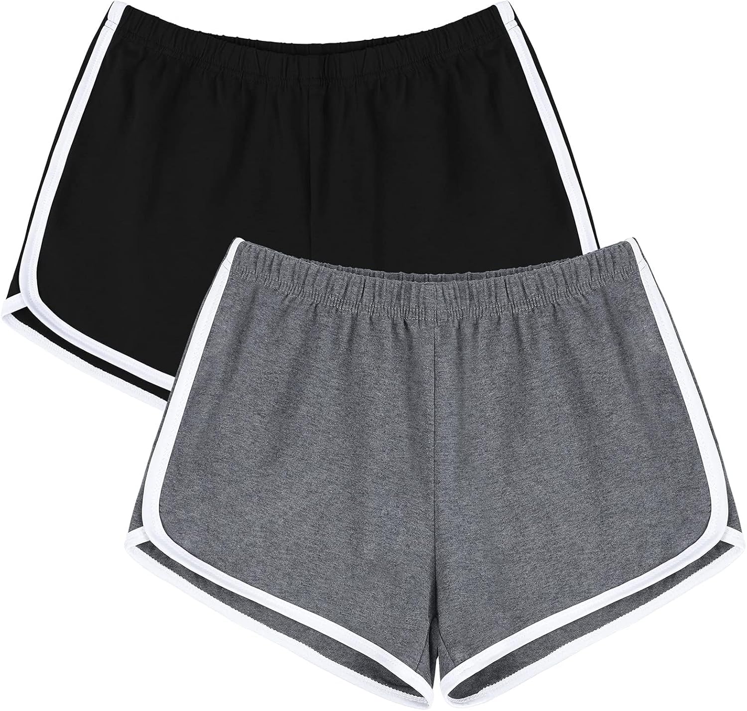 womens cotton gym yoga summer running active dance elastic shorts pack of 2