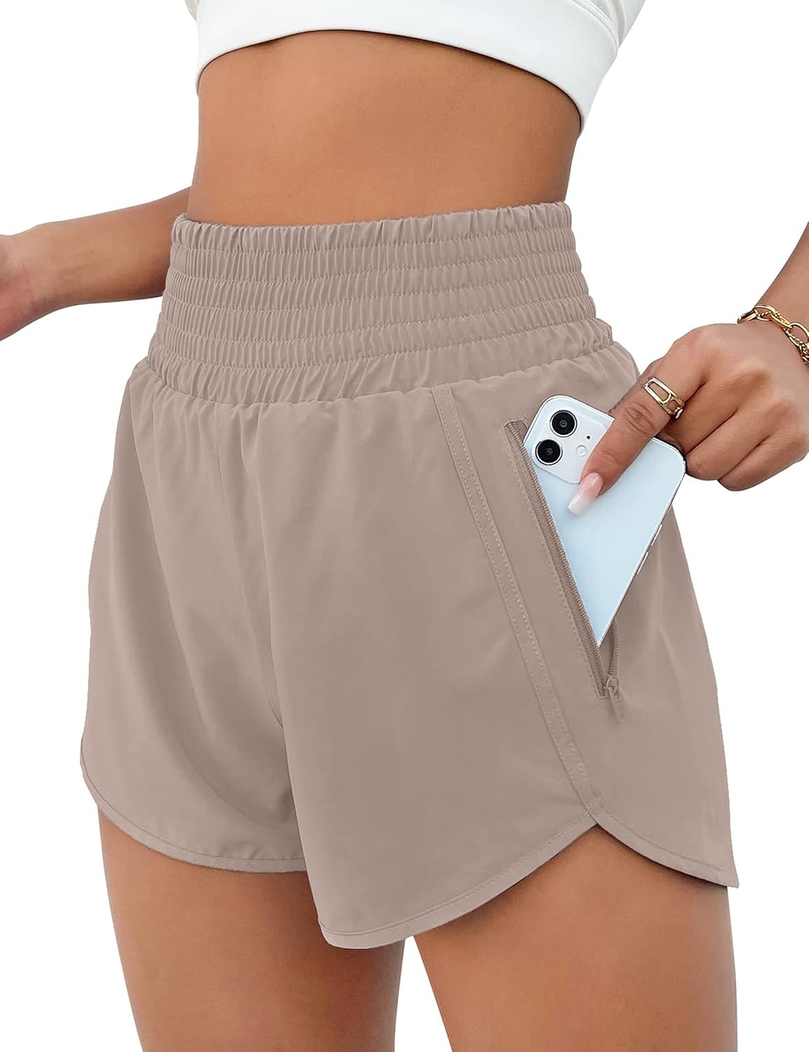 womens athletic shorts high waisted running short pocket 2 5 sporty shorts gym elastic workout shorts