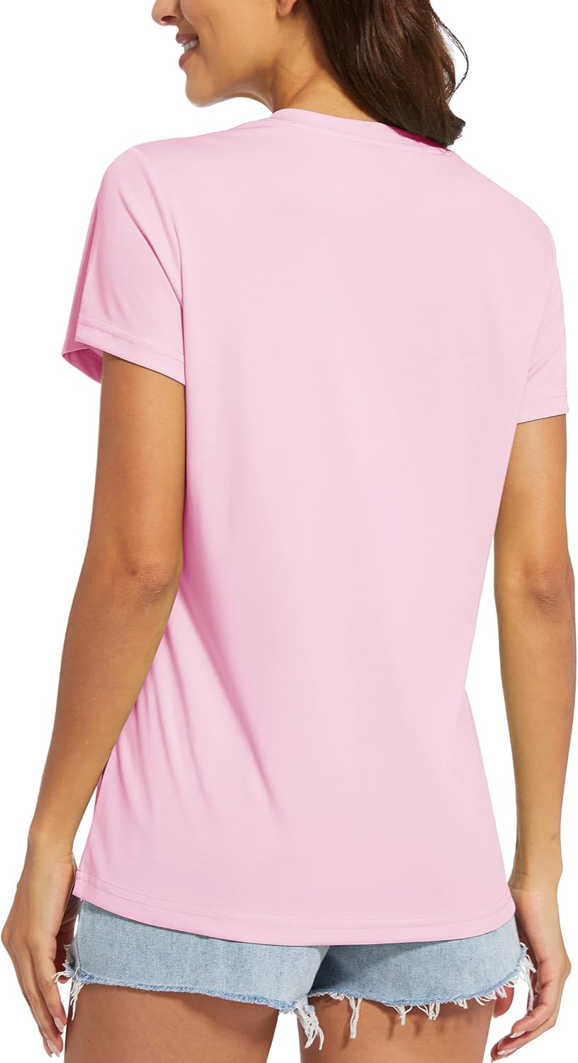 womens t shirts v neck short sleeve upf 50 sun protection performance quick dry athletic shirts tee tops