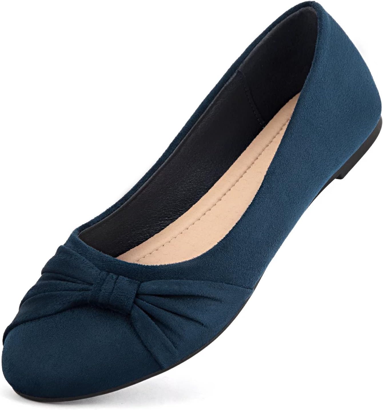 womens flats shoes faux suede round toe ballet dressy flats comfortable slip on walking shoes
